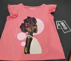 Black History month Toddler Girls' Graphic T-shirt ruffle sleeve Size 5T - Picture 1 of 4