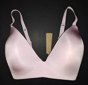 💕Neu mit Etikett SKIMS Bügelform leicht gefüttert Plunge T-Shirt Halb BH BABY ROSA 32H - Bild 1 von 8