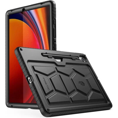 For Samsung Galaxy Tab S9 2023 Case With Pen Holder Poetic Silicone Cover Black - Image 1 of 4