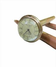 Brass and Wooden Cane Walking Stick with Clock on Top Length of 37 inch Long
