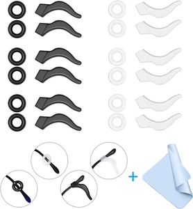 12 Pairs Eyeglass Ear Grips, Silicone Anti-Slip Retainers for All Ages - Picture 1 of 7