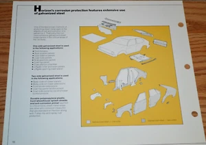 1978 PLYMOUTH HORIZON BODY FEATURES ORIGINAL DEALER ONLY INFORMATION SHEET 78 - Picture 1 of 2