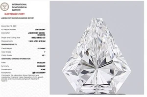 1.11 Shield Cut Lab Grown Diamond For Engagement Ring IGI Certified F VS1 - Picture 1 of 10