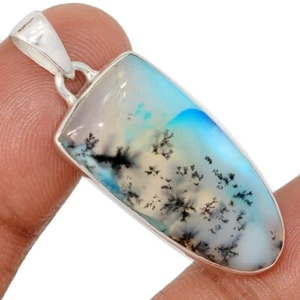 Treated Blue Dendritic Opal 925 Sterling Silver Pendant Jewelry CP68683 - Picture 1 of 1