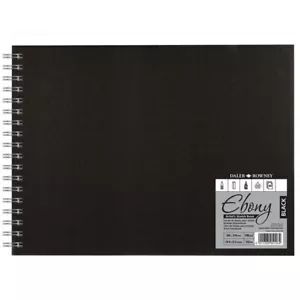 Daler-Rowney Ebony Wire Bound Sketch book Landscape Black Paper 180G 40Shts. - Picture 1 of 1
