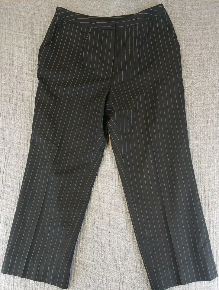 VTG David N Black Pinstripe Trousers Lined Dress Pants 100% Wool Womens Size 12P - Image 1 of 4