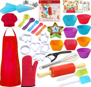 Kids Cooking and Baking Set Real Baking Gift Includes Kids Apron,Chef Hat,Oven M - Picture 1 of 12