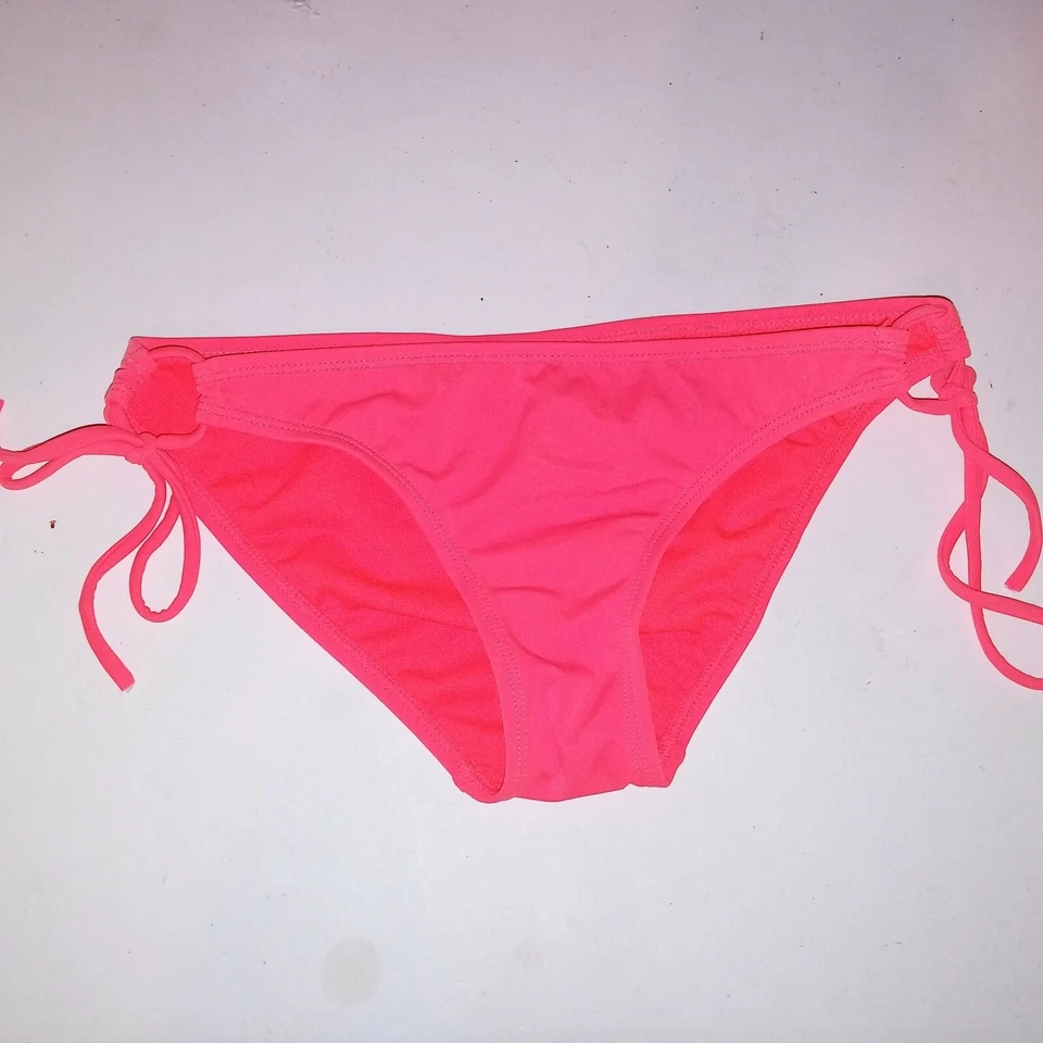 Parte inferior de biquíni LA Hearts pequena laranja neon gravata lateral sólida - Imagem 1 de 4