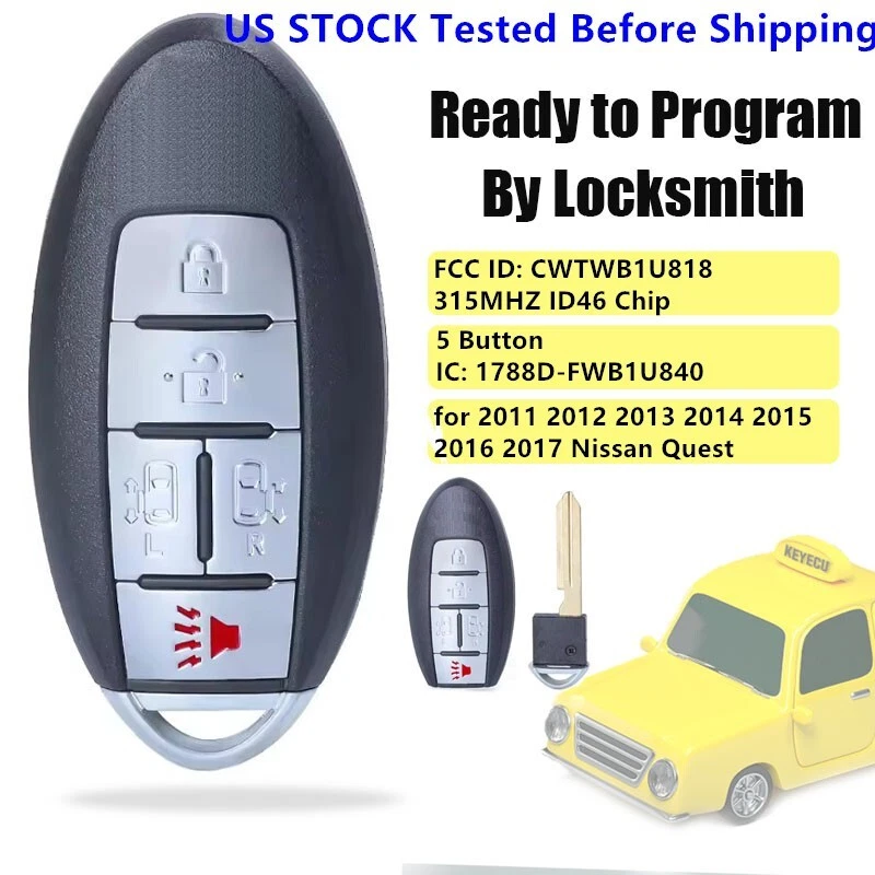 for 2011 2012 13 14 2015-2017 Nissan Quest Keyless Remote Car Key Fob CWTWB1U818 - Image 1 of 4