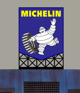 MICHELIN TIRE CO ANIMATED SIGN O-SCALE- LIGHTS, FLASHES-MORE ROADSIDE OR ROOFTOP - Picture 1 of 1