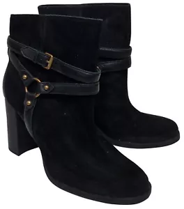 UGG Negro Gamuza Botines Dandridge (G) Correas Hebilla Tacón Alto Mujer Reino Unido 8 - Imagen 1 de 15