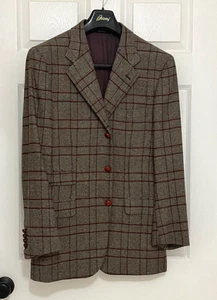 Cappotto sportivo BRIONI PALATINO 100% puro CASHMERE CHECK marrone 42R blazer - Foto 1 di 19