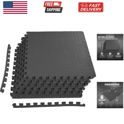 24x24 Inch EVA Interlocking Foam Exercise Tile Mat – Non-Slip Puzzle Flooring... - Image 1 of 4