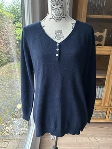 100% CASHMERE KASCHMIR PULLOVER DUNKELBLAU KNÖPFE TISSAIA Gr. 40 42 NEU+ETIKETT - Bild 1 von 5