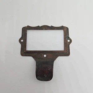 Antique Original Brass Label Holder Drawer Handle Authentic - Picture 1 of 3