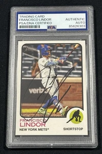 Francisco Lindor Signed 2022 Topps Heritage CARD Action Image SP Mets PSA COA - Picture 1 of 2