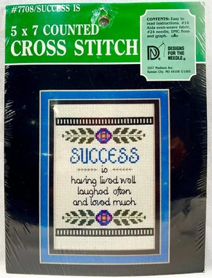 NEW 1980s Designs For The Needle Success Is 7708 Counted Cross Stitch Kit 17547 - Image 1 of 2