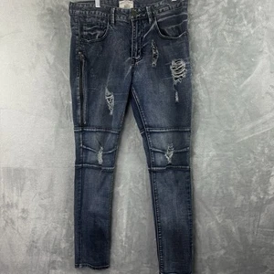 Smoke Rise Jeans Slim Hombre 32x32 Azul Denim Distressed - Imagen 1 de 11