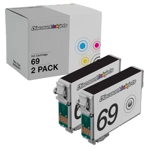 2 T0691 T069 T069120 Black Reman Ink Cartridge for Epson Workforce 610 600 1100 - Picture 1 of 7