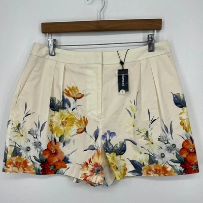Express Stylist Shorts Women's Size 10 Ivory Floral Print New NWT - Image 1 of 4