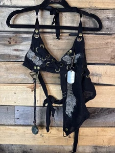 Deconstructed Dystopian Streetwear Punk Y2K Bralette XS/Small - Bild 1 von 6