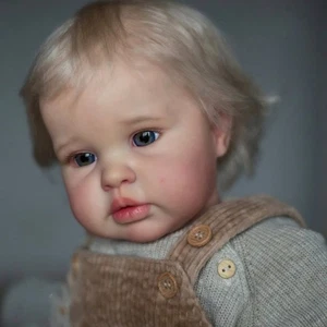 Muñeca bebé renacida terminada de 22 pulgadas pintada linda niña pequeña con cabello enraizado a mano regalo - Imagen 1 de 7