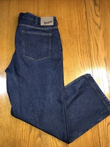 Duluth Trading Relaxed Fit Jeans Mens 38x30 Dark Blue Workwear Ex Condition - Picture 1 of 10