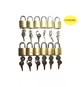 12 Small Metal Padlocks Mini Brass Tiny Box Locks Keyed Jewelry 3 Keys 20mm New - Picture 1 of 1