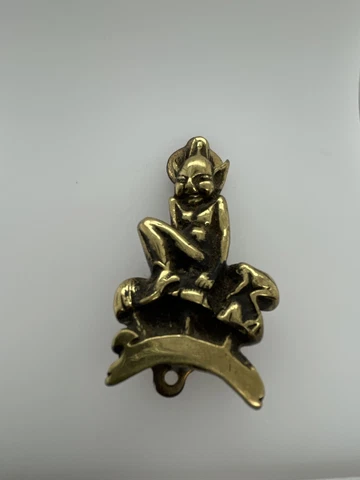 Vintage brass Cornish pixie imp door knocker. rustic. small 9cm Cover