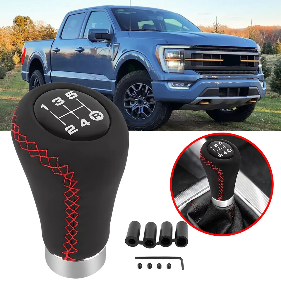 5 Speed Gear Shifter Knob Manual Stick Shift Handle PU Leather For Ford F-150 Foto 1 de 4