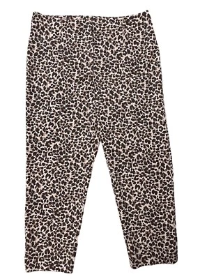 Pantalones de mezclilla de tiro alto rectos con estampado de leopardo/animal Ann Taylor 16 para mujer nuevos sin etiquetas Foto 1 de 4