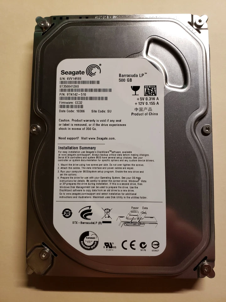 SEAGATE BARRACUDA LP 500GB 5.9K 16MB SATA II 3.5'' ST3500412AS - Image 1 of 1