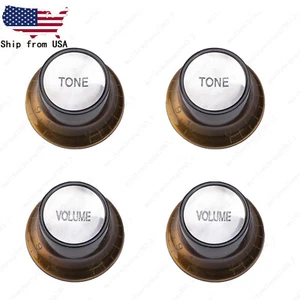 4x LP 60 Guitarra Reflector Ámbar Perillas Dorado/Plateado Top Hat Perillas se adapta a Les Paul SG - Imagen 1 de 6