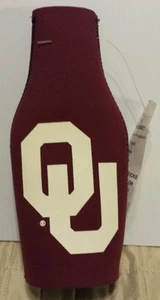 OKLAHOMA SOONERS NEOPRENE BOTTLE ZIPPER BEER COOLER KOOZIE INSULATION - Picture 1 of 1