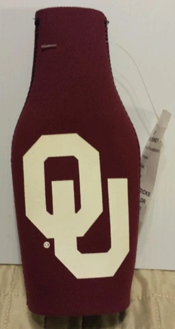 OKLAHOMA SOONERS NEOPRENE BOTTLE ZIPPER BEER COOLER KOOZIE INSULATION Cover