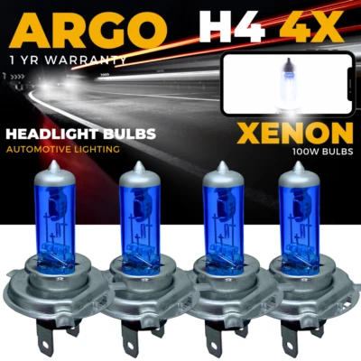 4x H4 Headlight Bulbs Xenon 100w Super White 472 Halogen Car Headlamp Bulb 12v - Image 1 of 4