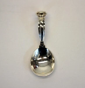 💥Georg Jensen ACORN PATTERN Sterling Silver Baby Spoon / Tea Caddy 3 7/8" 💥 - Picture 1 of 9