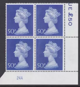 1970 50p Decimal Machin Cylinder 24A Bradbury paper UNMOUNTED MINT - Picture 1 of 1