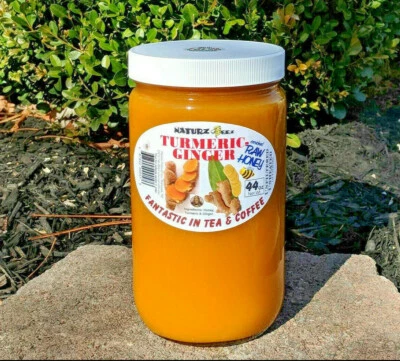RAW HONEY with TURMERIC & GINGER 44oz 100% PURE RAW UNFILTERED USA HONEY - Image 1 of 2