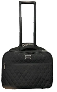 Vera Bradley Carry-on Stellar Black quilted Nylon Rolling Wheeled Travel Luggage - Picture 1 of 13