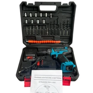 TRAPANO AVVITATORE A PERCUSSIONE BATTERIA LITIO PERFORATORE 750W DOPPIA BATTERIA - Foto 1 di 7