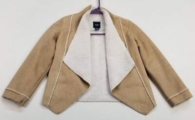 Chaqueta Sherpa GapKids Niña Pequeña Marrón Mangas Largas Frente Abierto Forrada de Vellón Foto 1 de 4