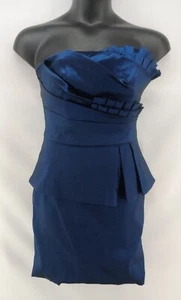 Vintage Diana blau metallic trägerlos Party/Abschlussballkleid Größe XL (läuft klein) - Bild 1 von 8