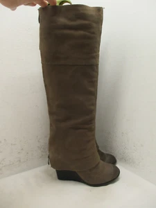 Vince Camuto ABRIL Knee High Taupe Leather Wedge Boots Shoes Womens Size 6.5 B - Picture 1 of 12