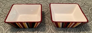 Pampered Chef Simple Additions Square Striped Serving Bowls 7.5” Set of 2 - Picture 1 of 7