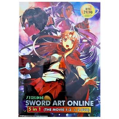 Sword Art Online Movie Collection 5 in 1 (The Movie 1-3 + 2 OVA) DVD English Dub - Image 1 of 4