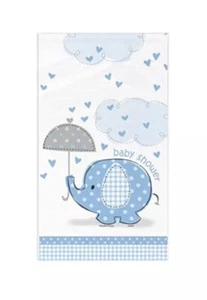 Blue Elephant Boy Baby Shower Plastic Cover Tablecloth, 84" x 54" Party Shower - Picture 1 of 4