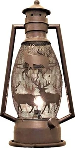 Rustic Deer Lantern Nightlight – Plug-In Table Lamp for Cabin or Lodge Décor - Picture 1 of 8