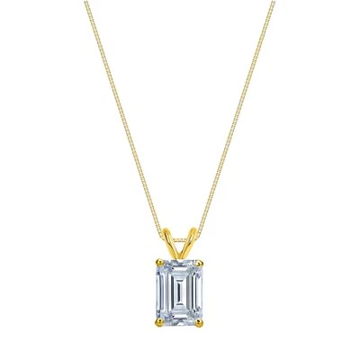 IGI E/VVS 1.5 Ct Emerald Cut Lab Created Grown Diamond Necklace 14K Yellow Gold - Image 1 of 2