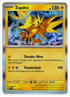 Pokemon Twilight Masquerade Holo Rare 065/167 Zapdos - Image 1 of 2